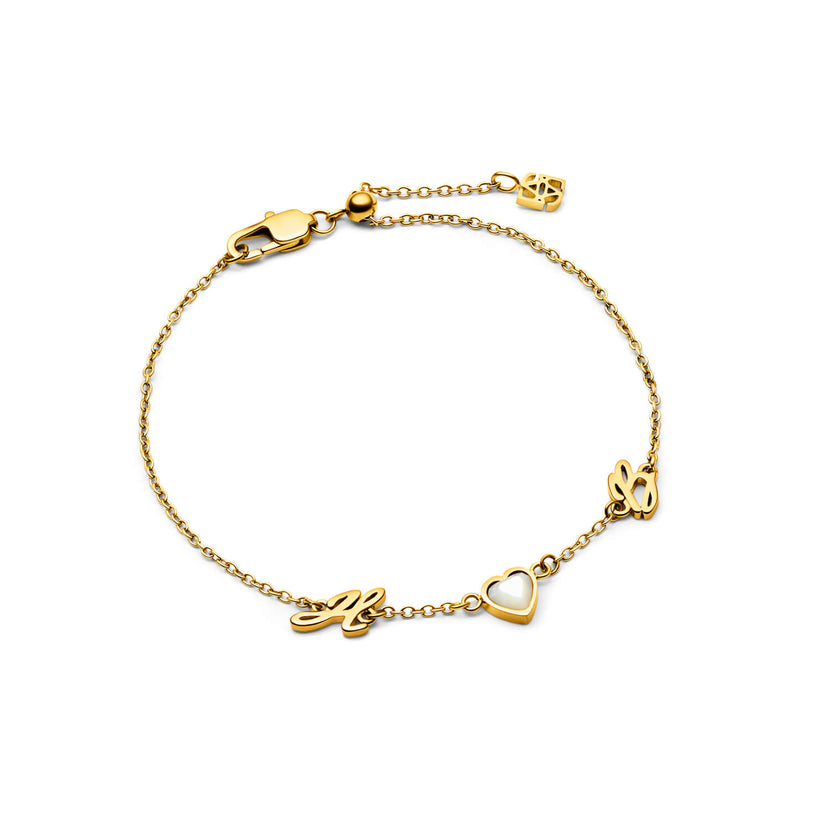 Made Mine Initials & Birthstone Bracelet (Gold)