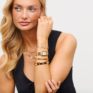 Pearl Clover Custom Name Bracelet (Gold)