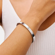 Statement Crystal Heart Bangle (Silver)