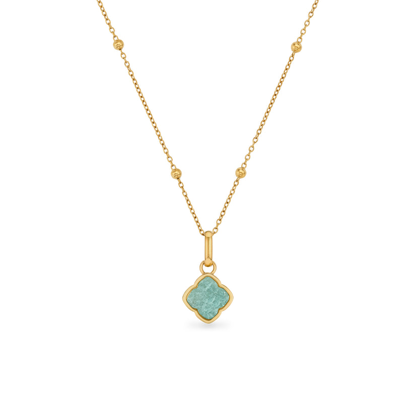 Amazonite Clover Necklace (Gold)