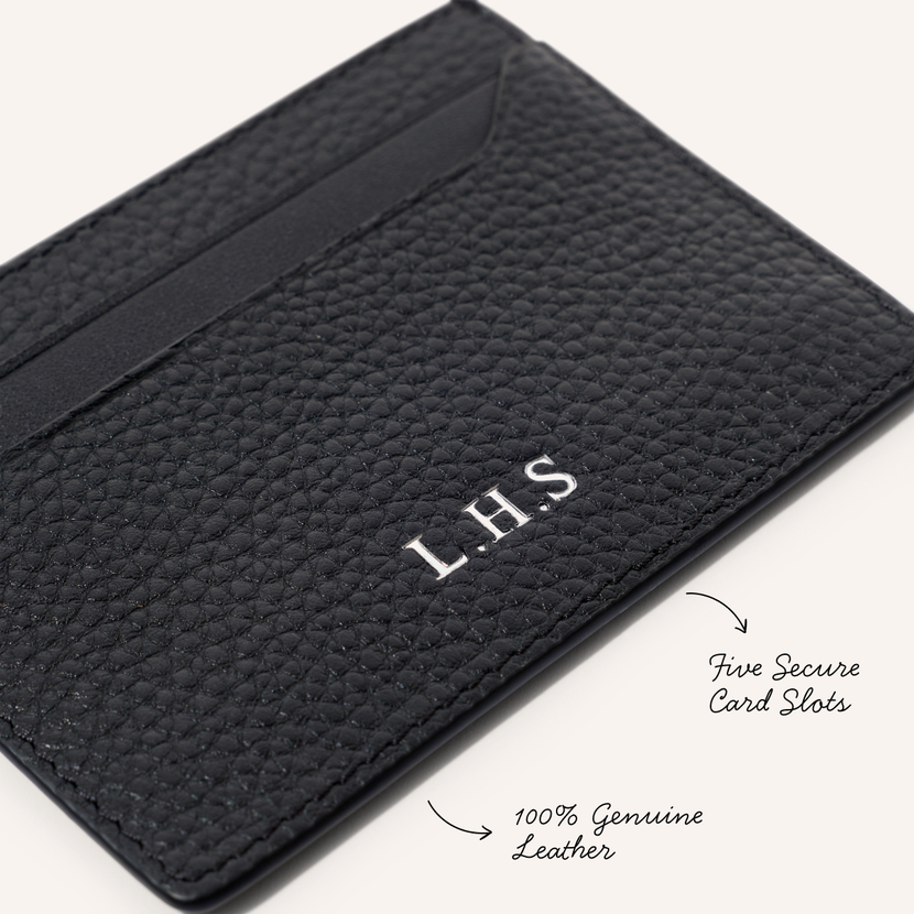Leather Card Holder & Passport Holder Set (Black)