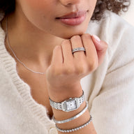 Crystal Heart Tennis Ring (Silver)