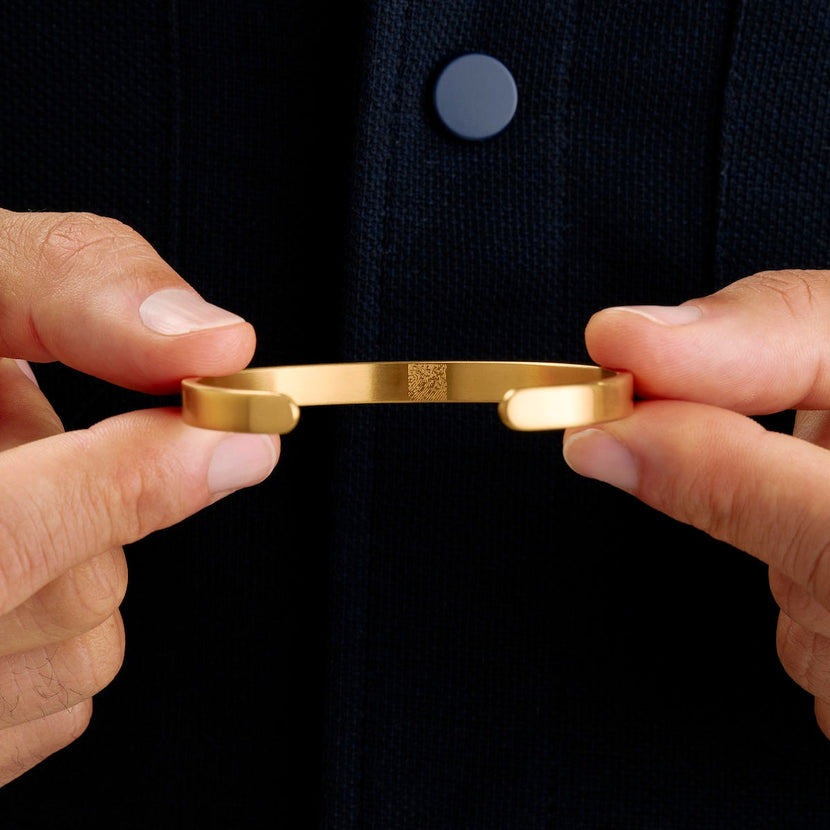 Custom Fingerprint Memento Cuff Bangle (Gold)