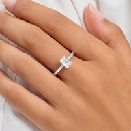 Emerald Cut Solitaire Ring 1ct (Silver)
