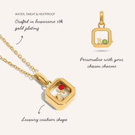 Floating Charm Cushion Locket Necklace (Gold)