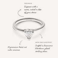 Heart Cut Solitaire Ring 1ct (Silver)