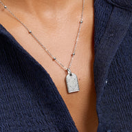 Monogram Double Initial Tag Necklace (Silver)