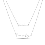 Matching Fine 'Mini & Me' Signature Name Necklace Set (Silver)