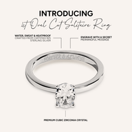 Oval Cut Solitaire Ring 1ct (Silver)