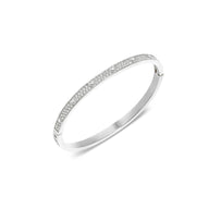 Mini Pavé Crystal Heart Bangle (Silver)