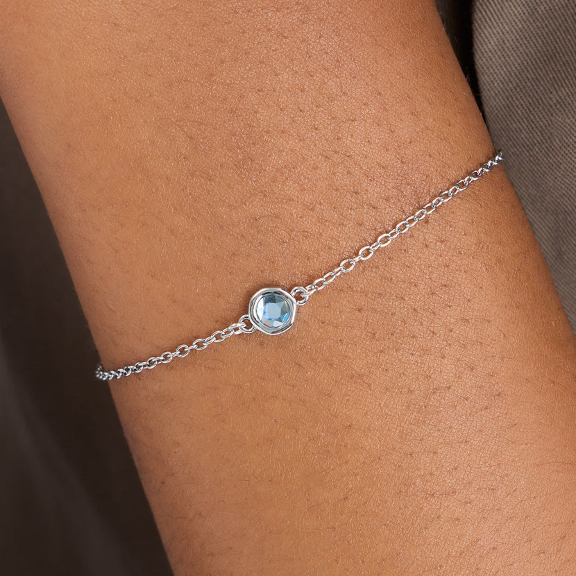 Made Mine Round Birthstone Bracelet (Silver)