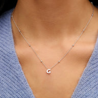 Steiff Teddy Bear & Initial Necklace Bundle (Silver)