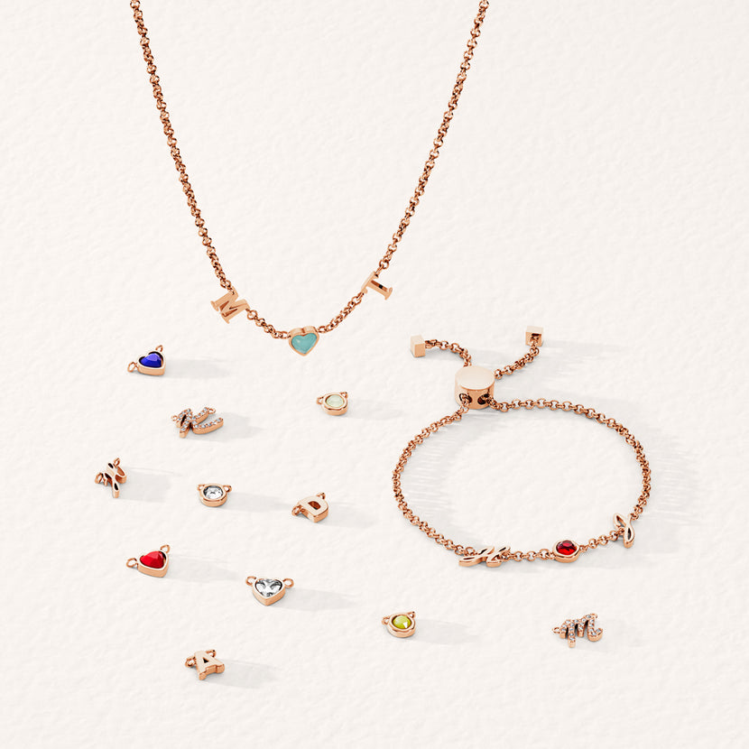 Made Mine Initials & Birthstone Bracelet (Rose Gold)