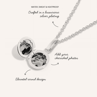 Round Double Photo Locket Necklace (Silver)