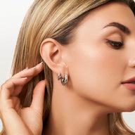 Small Chunky Huggie Hoop Earring Set (Silver)