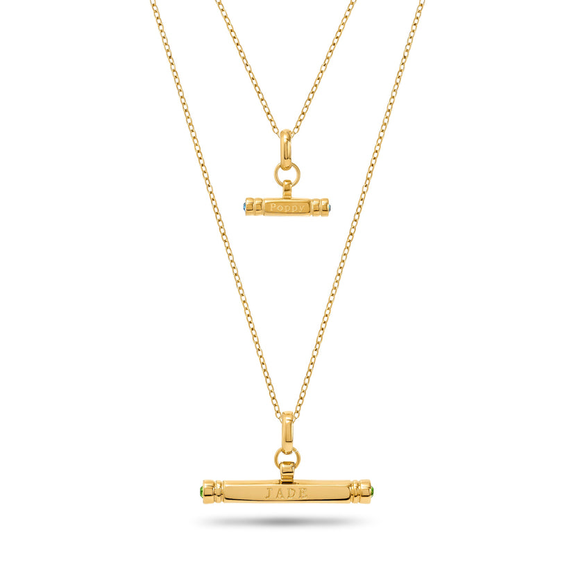 Mini & Me T-Bar Necklace Set (Gold)