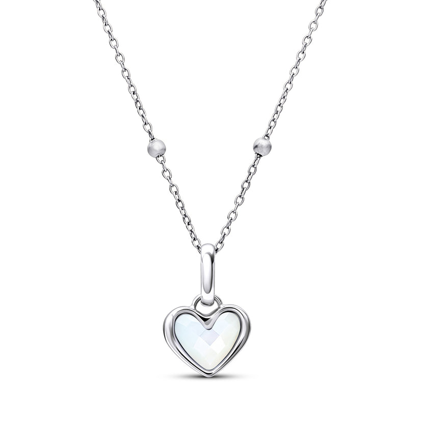 White Quartz Heart Necklace (Silver)