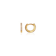 Sterling Silver Crystal Huggie Hoop Earrings (Gold)
