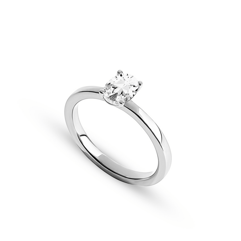 Oval Cut Solitaire Ring 1ct (Silver)