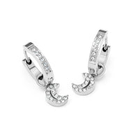 Moon and Back Moon Huggie Earring Set (Silver)