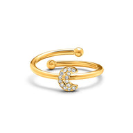 Moon and Back Star Ring (Gold)