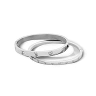 Statement Crystal Heart Bangle (Silver)
