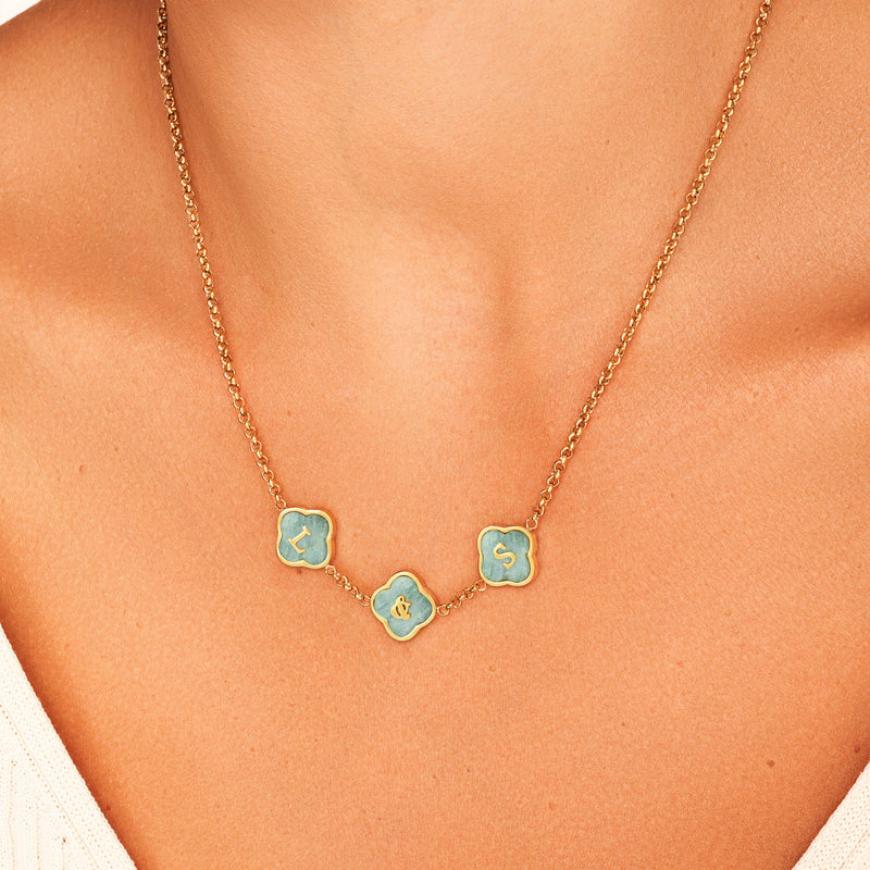 Clover Custom Name Necklace (Gold)