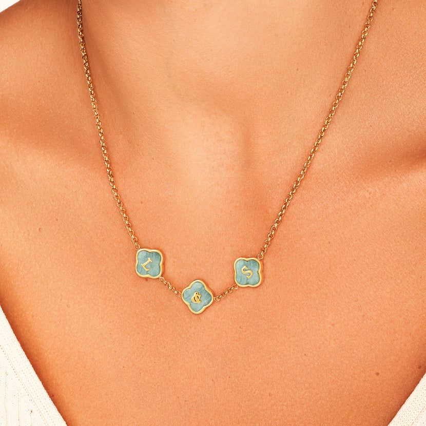 Clover Custom Name Necklace (Gold)