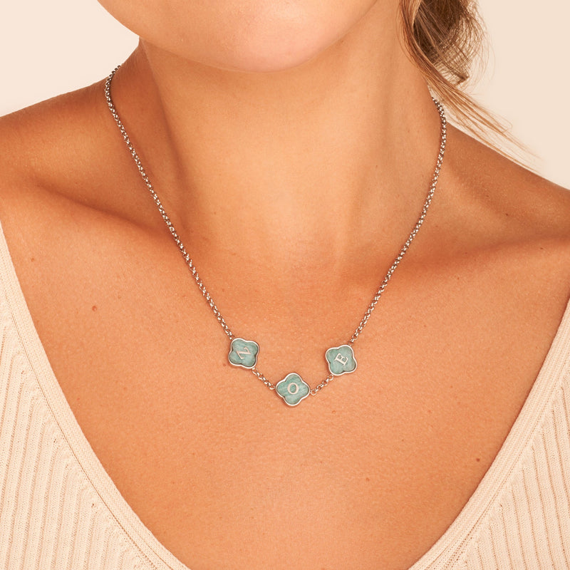 Clover Custom Name Necklace (Silver)