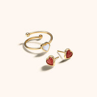 Mini Heart Birthstone Stud Earrings (Gold)