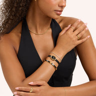 Mini Icon Black Initial Bangle (Gold)