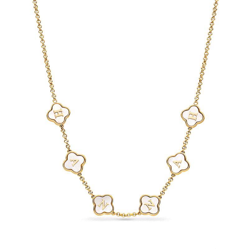 Clover Custom Name Necklace (Gold)