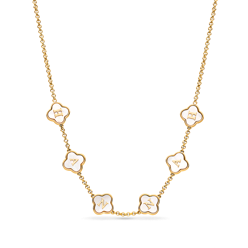 Clover Custom Name Necklace (Gold)