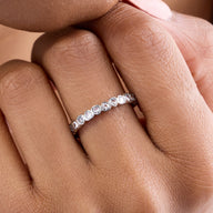 Crystal Heart Tennis Ring (Silver)