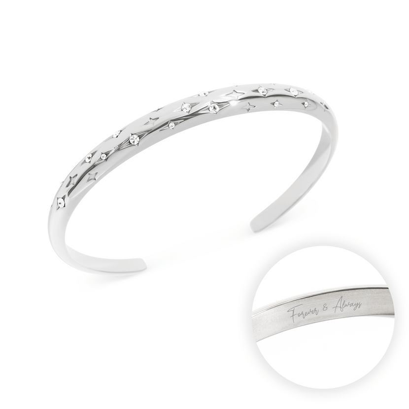 Custom Moon and Back Bangle (Silver)