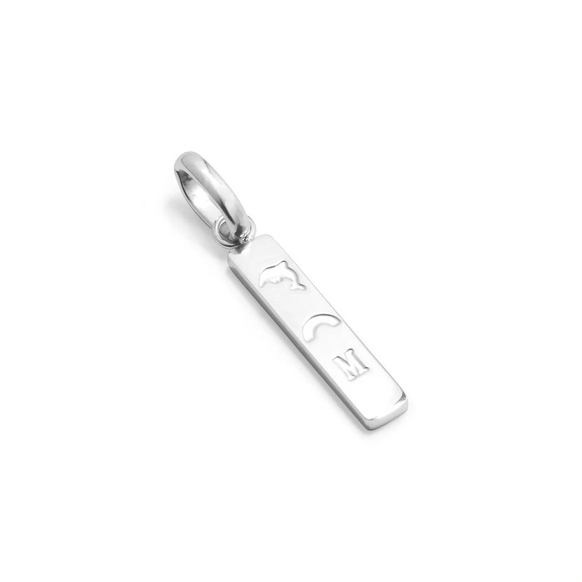 Custom Stamped Bar Pendant Necklace (Silver)