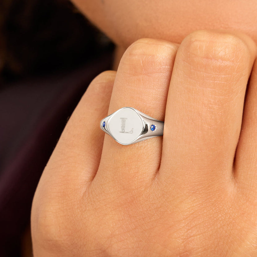 Written In The Stars Initial Signet Ring (Silver)