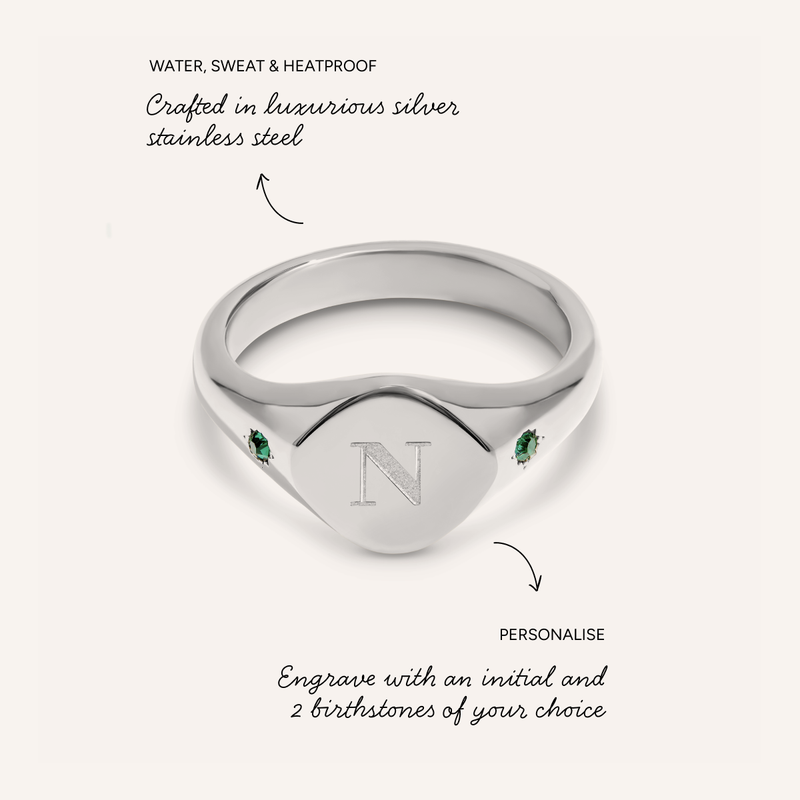Written In The Stars Initial Signet Ring (Silver)