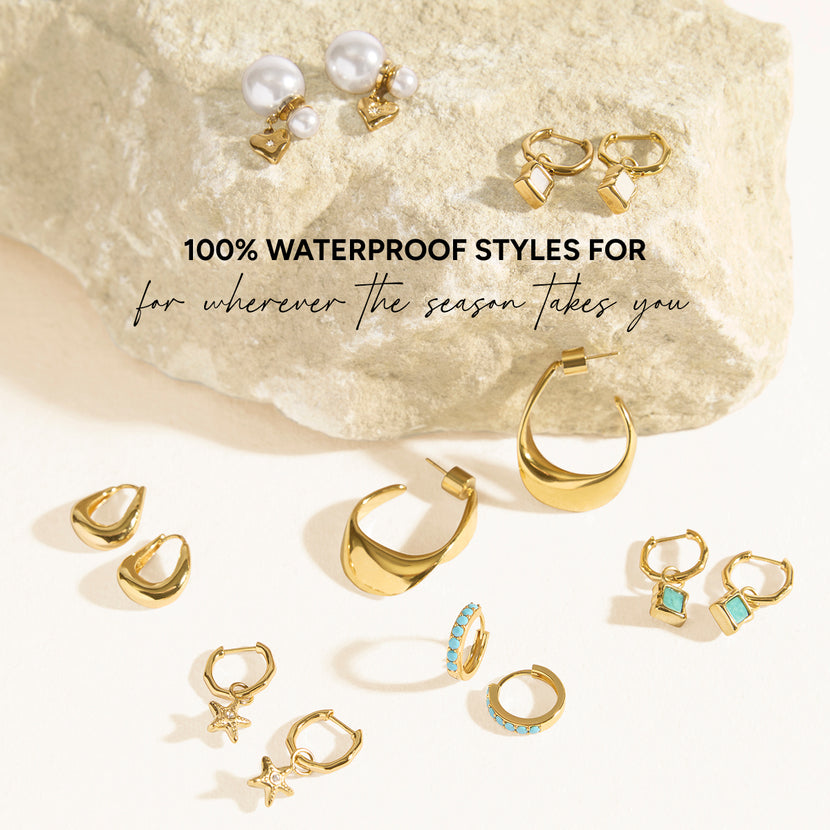 Turquoise Huggie Hoops (Gold)