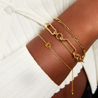 Figaro Chain Bracelet Set (Gold)