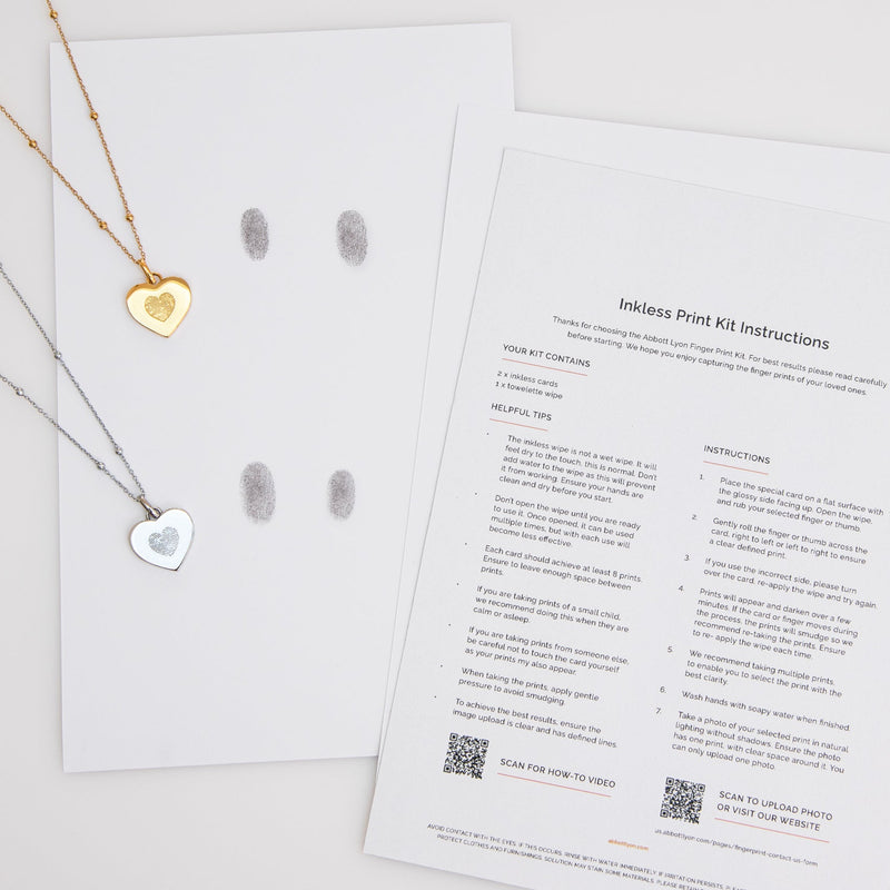 Uniquely Yours Fingerprint Heart Necklace - Single Fingerprint (Gold)