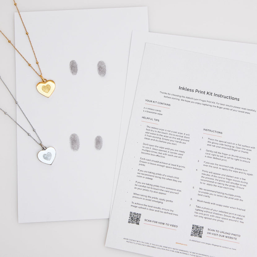 Uniquely Yours Fingerprint Heart Necklace - Single Fingerprint (Gold)