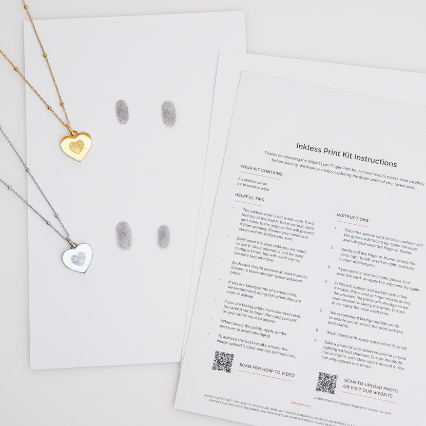 Uniquely Yours Fingerprint Heart Necklace - Single Fingerprint (Gift Version)