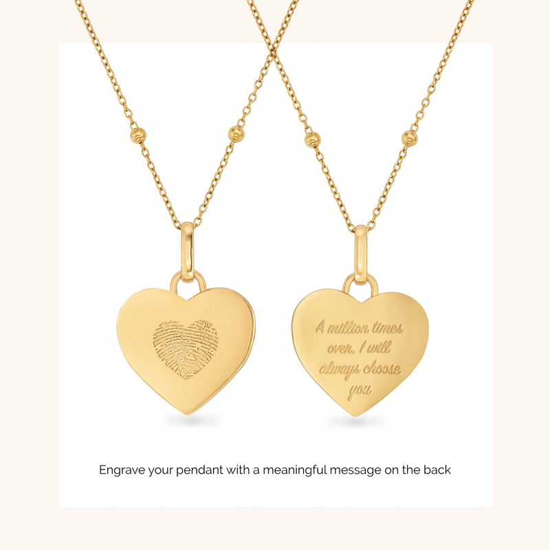 Uniquely Yours Fingerprint Heart Necklace - Single Fingerprint (Gift Version)