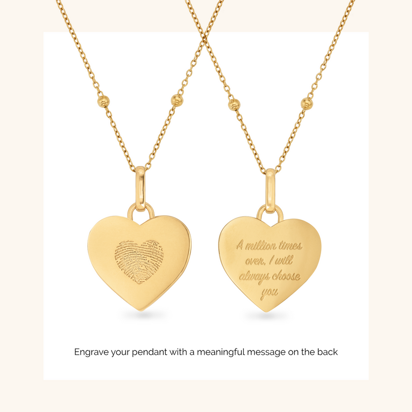 Uniquely Yours Fingerprint Heart Necklace - Single Fingerprint (Gift Version)