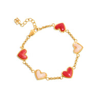 Fuchsia Pink & Pale Pink Multi Quartz Bracelet (Gold)
