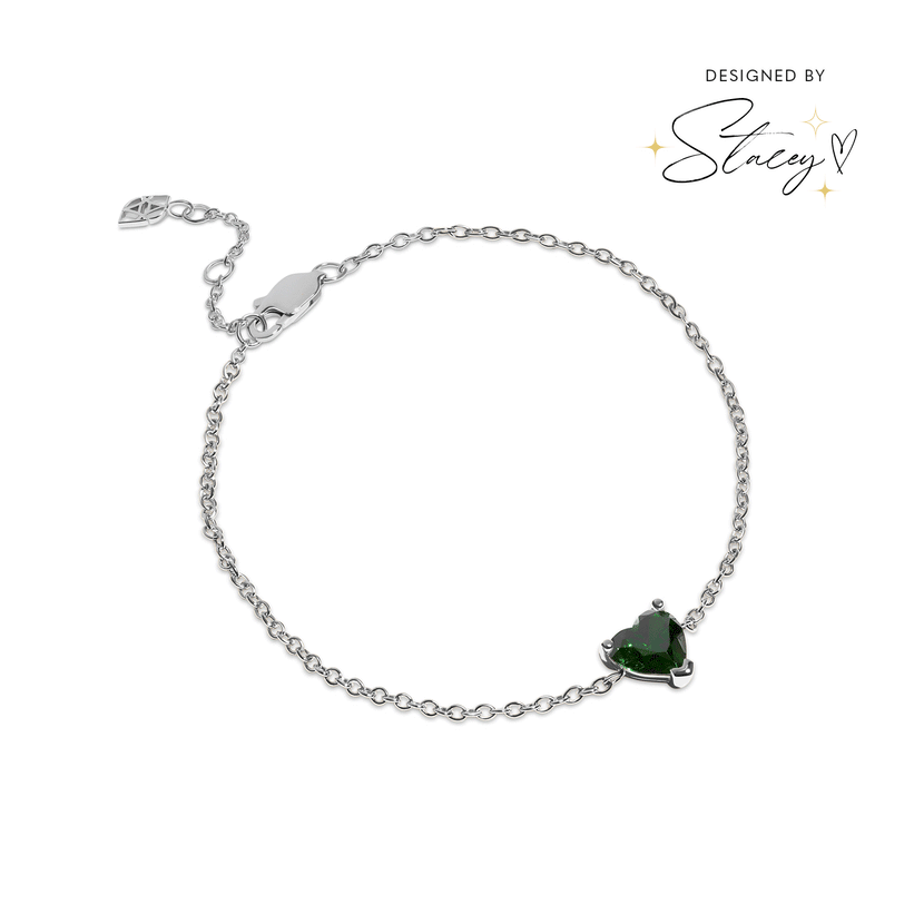 Birthstone Heart Legacy Bracelet 1ct (Silver)
