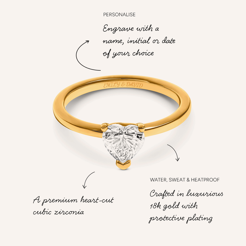 Heart Cut Solitaire Ring 1ct (Gold)