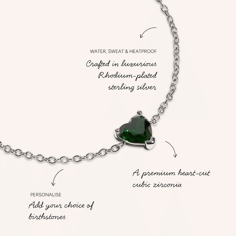 Birthstone Heart Legacy Bracelet 1ct (Silver)