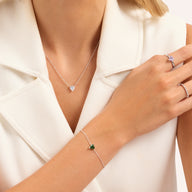 Heart Bracelet & Necklace Set (Silver)